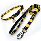Dortmund Dog Set - Yellow & Black Stripe Football Dog Collar and Leash Set