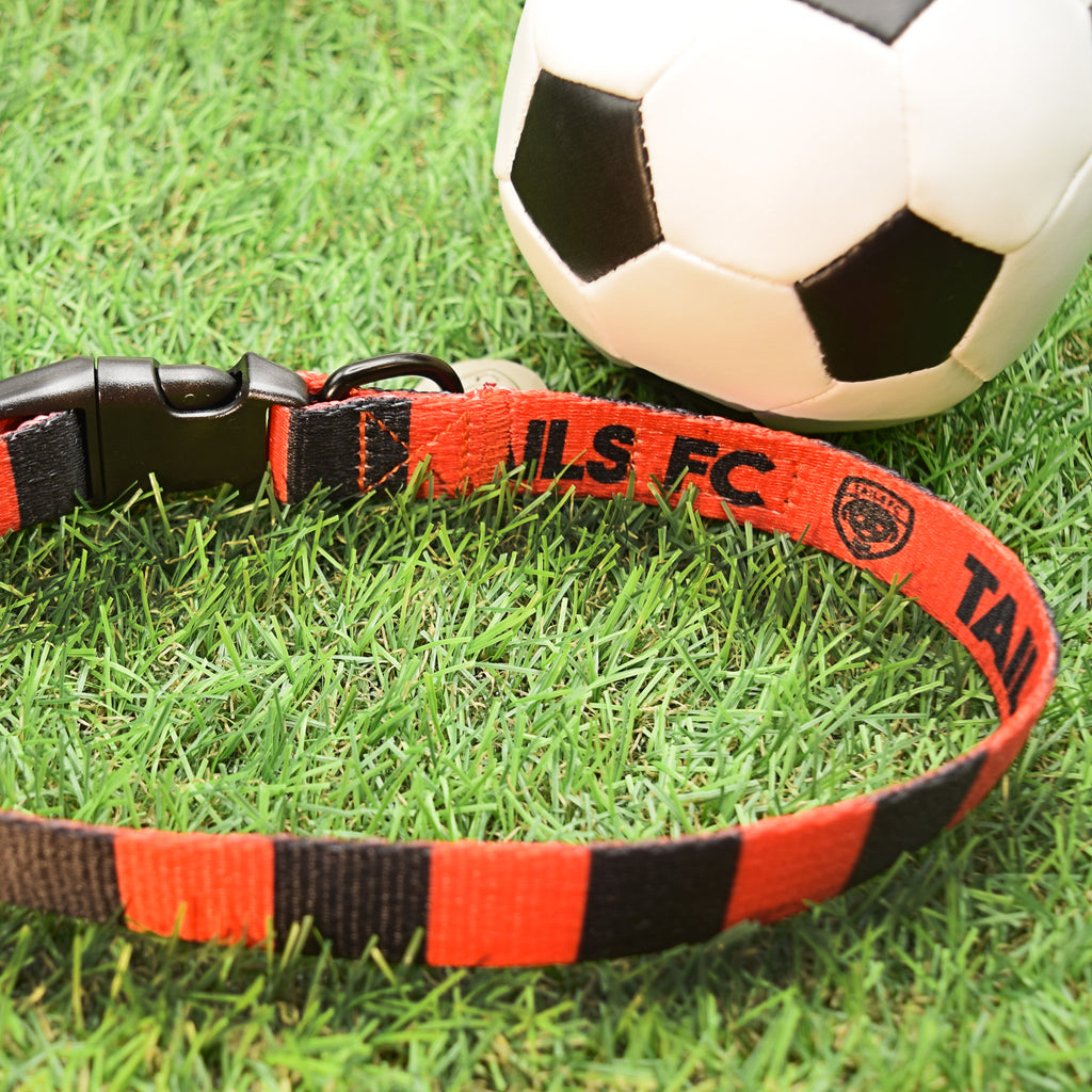 Bournemouth Dog Collar - Red & Black Stripe Football Pet Collar