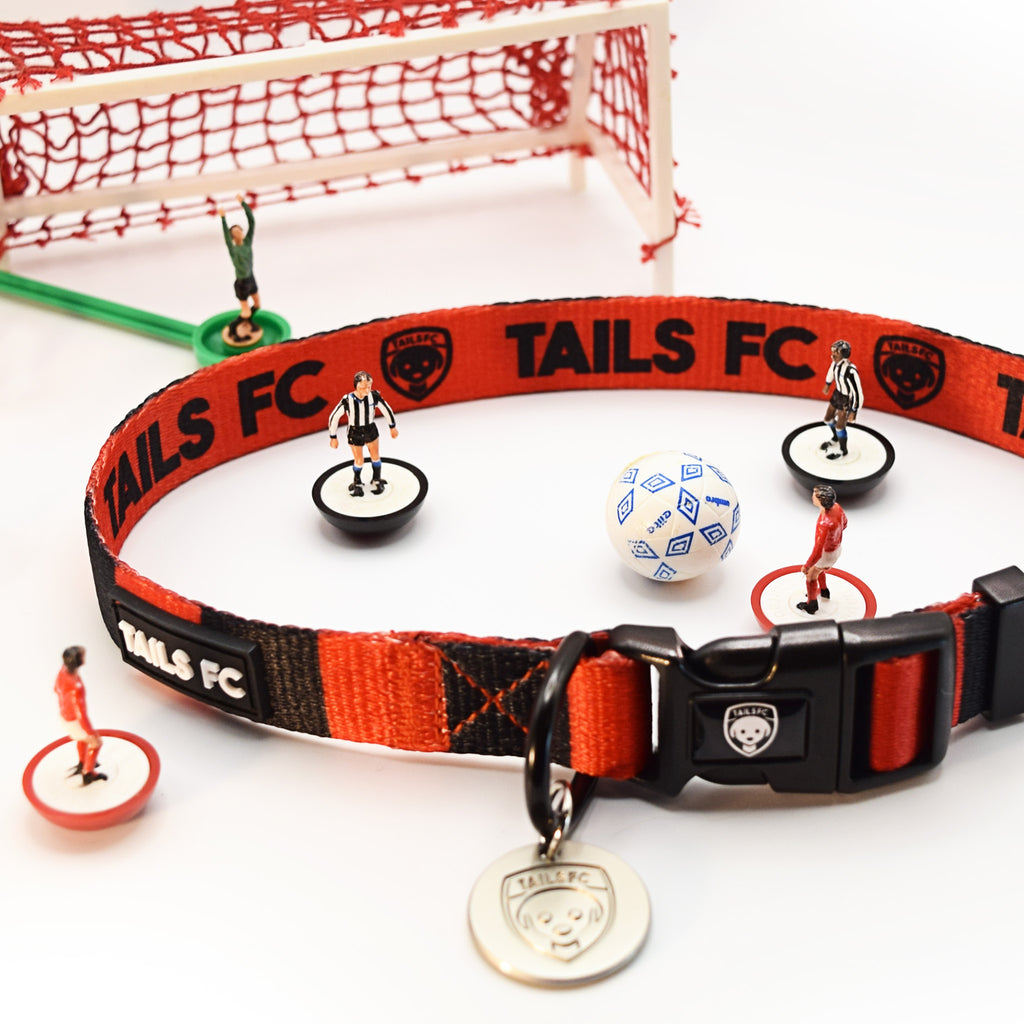 Bournemouth Dog Collar - Red & Black Stripe Football Pet Collar