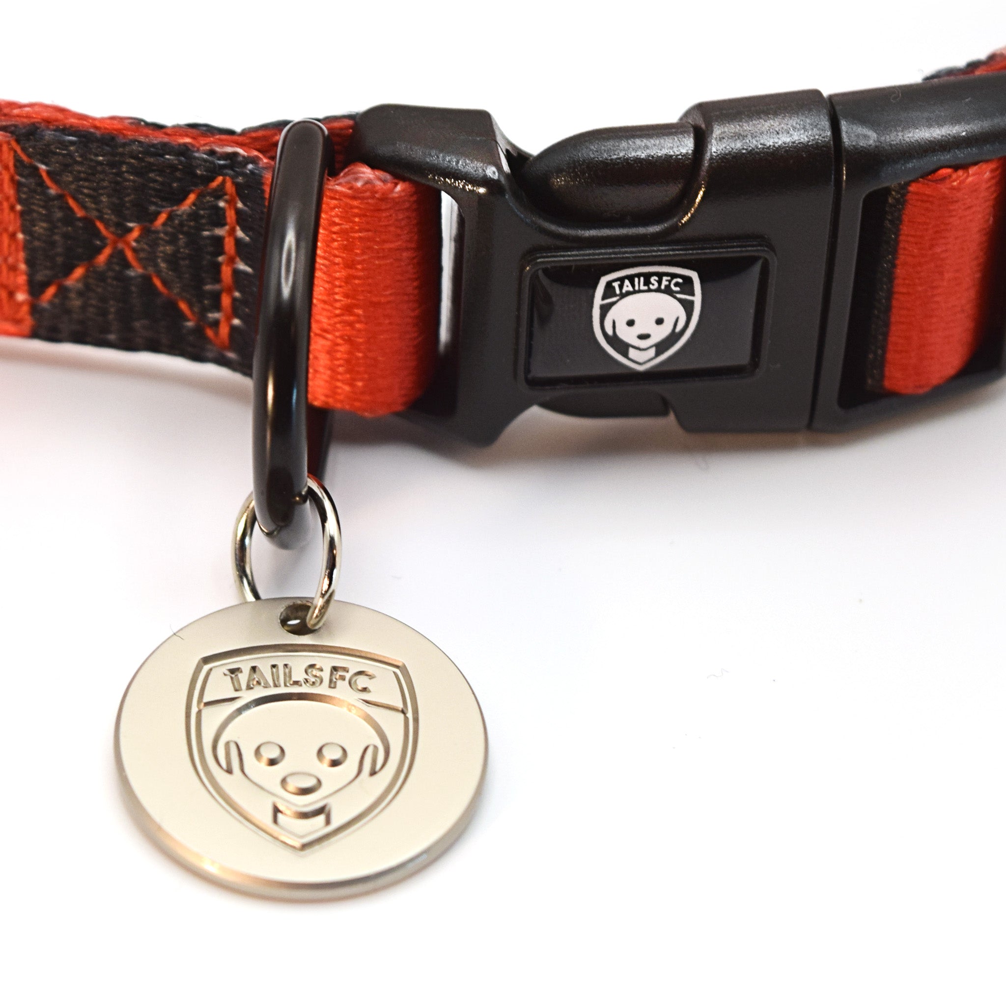 Bournemouth Dog Collar - Red & Black Stripe Football Pet Collar