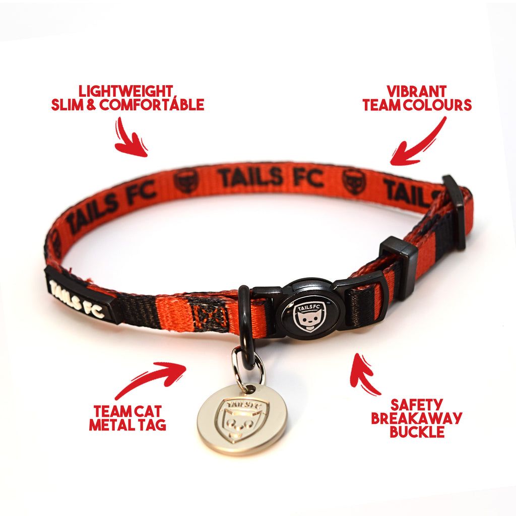 Bournemouth Cat Collar - Red & Black Stripe Football Pet Collar