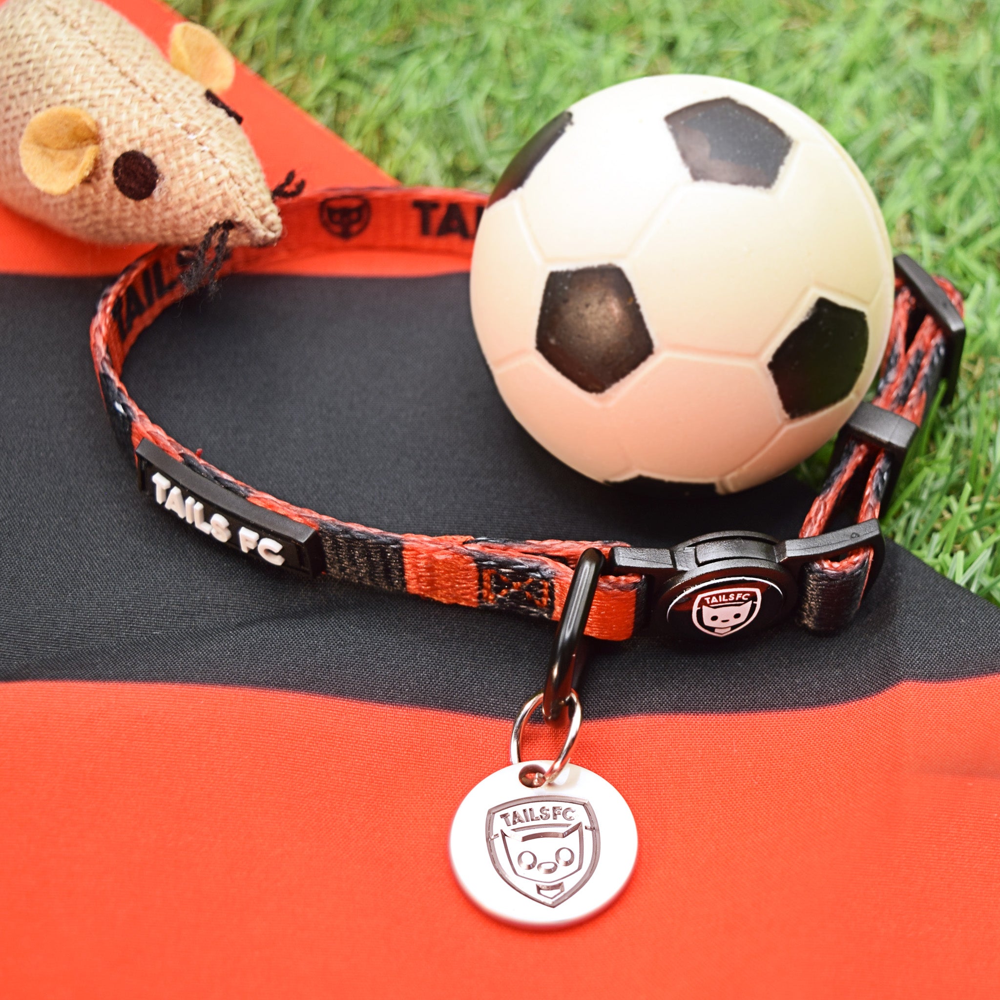 Bournemouth Cat Collar - Red & Black Stripe Football Pet Collar