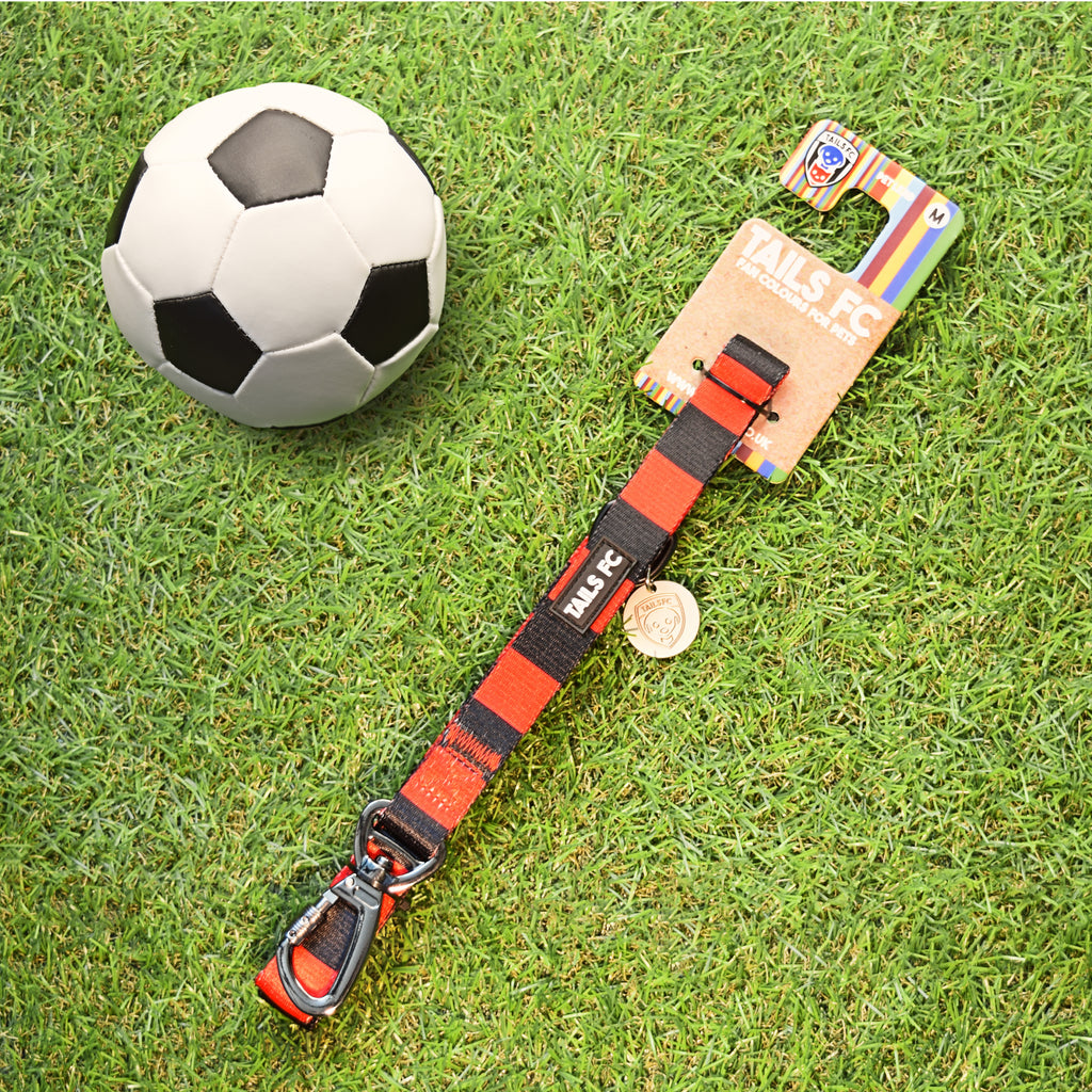 Bournemouth Pet Lead - Red & Black Stripe Football Pet Lead