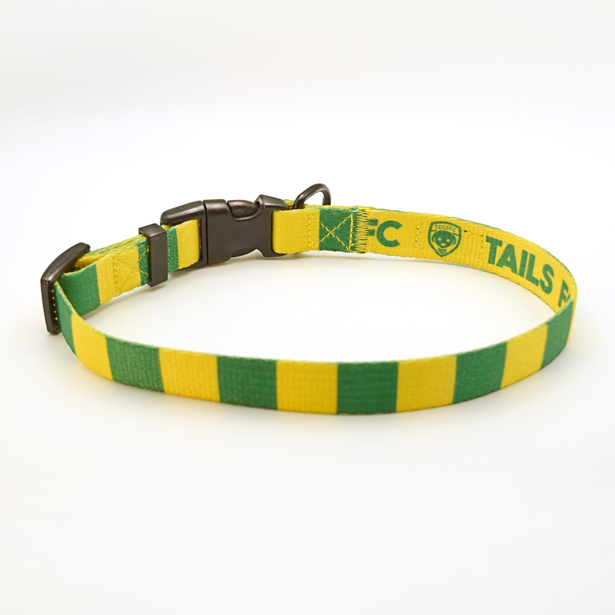 Brazil Dog Collar - Yellow & Green Stripe Football Pet Collar