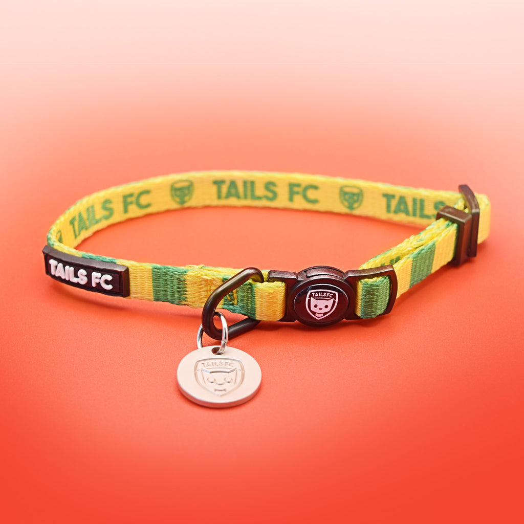 Brazil Cat Collar - Yellow & Green Stripe Football Pet Collar