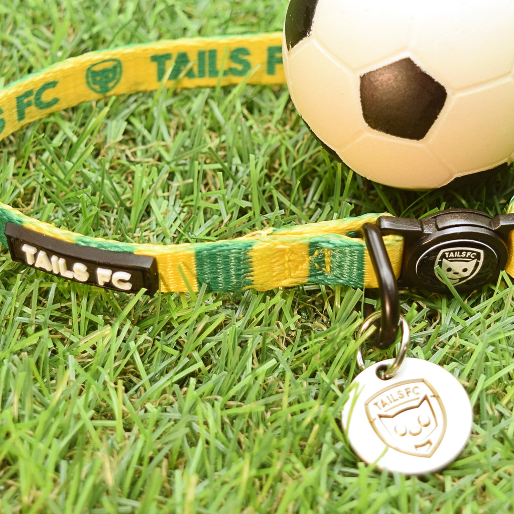 Brazil Cat Collar - Yellow & Green Stripe Football Pet Collar
