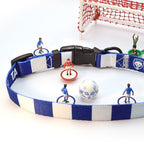 Brighton Dog Collar - blue & white Stripe Football Pet Collar