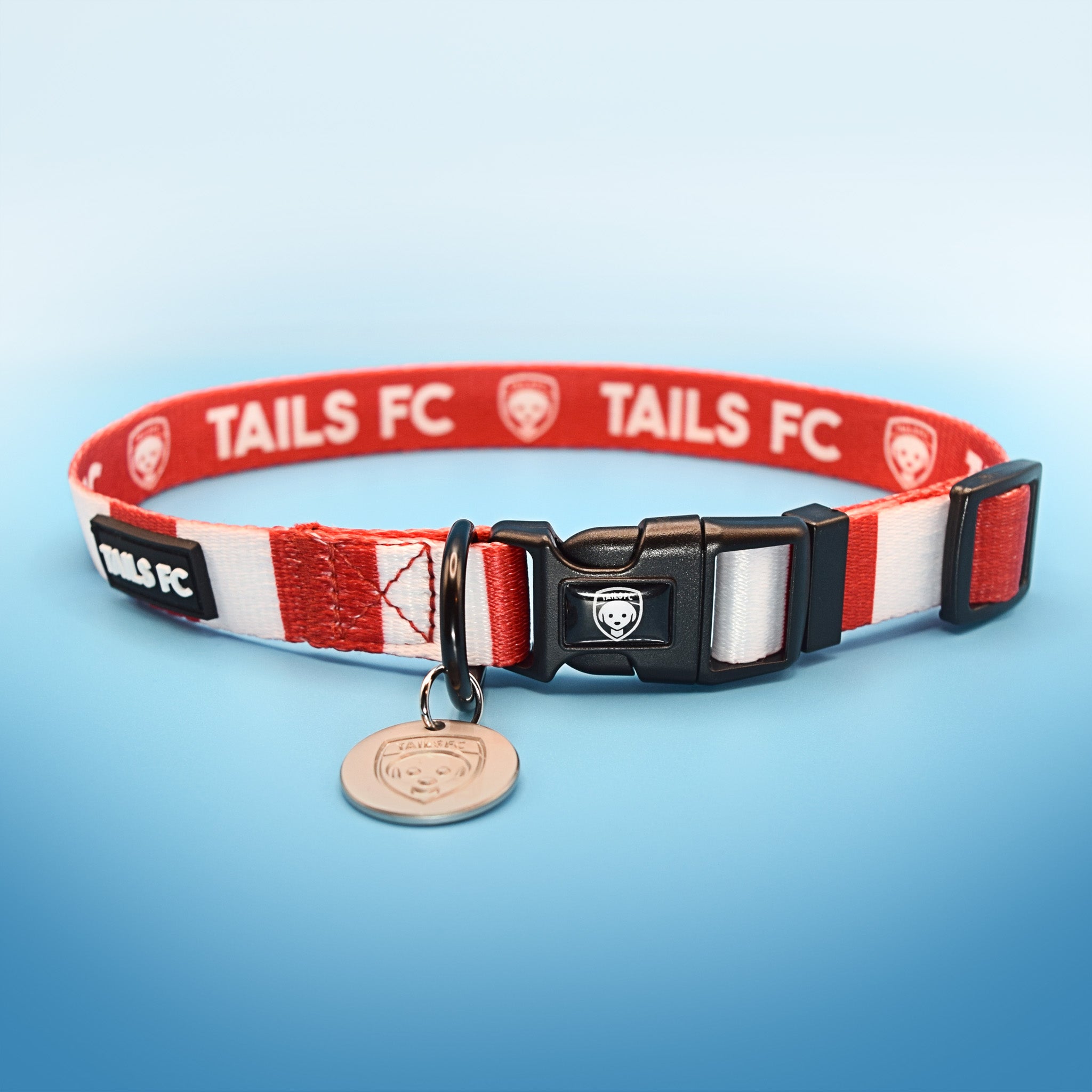 Bristol City Dog Collar - Red & White Stripe Football Pet Collar