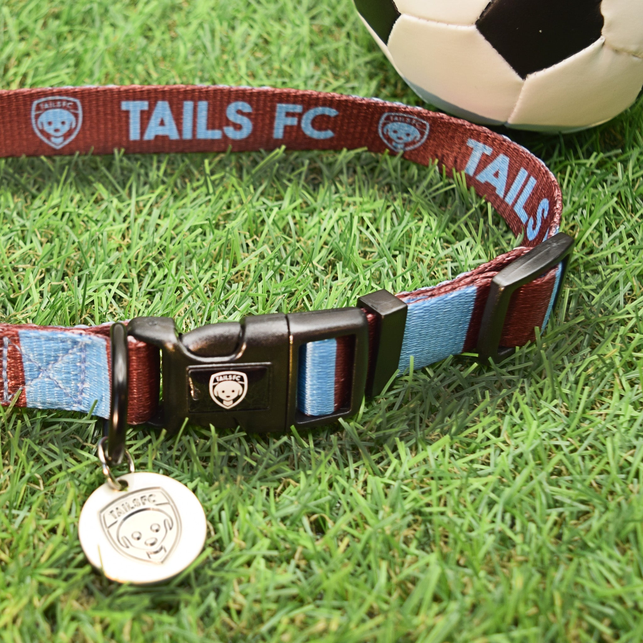 Burnley Dog Collar - claret & blue Stripe Football Pet Collar