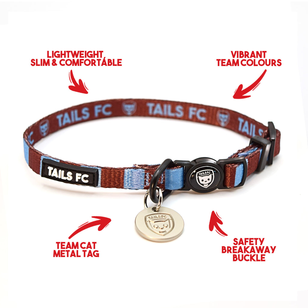 Burnley Cat Collar - claret & blue Stripe Football Pet Collar