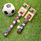 Burnley Dog Set - Claret & Blue Stripe Football Dog Collar and Leash Set