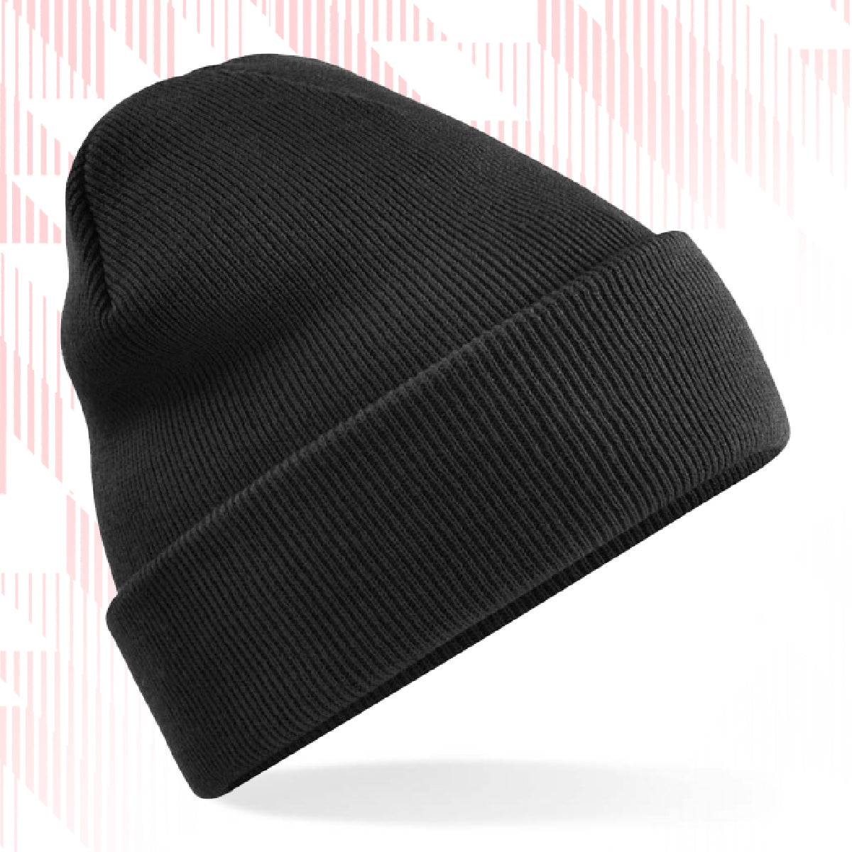 Tails FC Black knit beanie on a white background