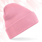 Tails FC Pink beanie hat on a white background