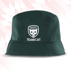 Tails FC Green bucket hat with 'Team Cat' logo on a white background