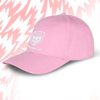 Tails FC Pink cap with a logo on a light pink background with abstract patterns