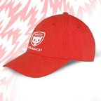Red cap with 'TAILSF C Team Cat' logo on a light pink background