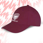 Tails FC Maroon cap with 'Team Cat' logo on a pink background