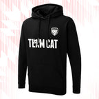 Tails FC Black hoodie with 'Team Cat' text and logo on a white background