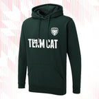 Tails FC Green hoodie with 'Team Cat' text and logo on a white background