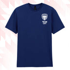 Tails FC Navy blue t-shirt with 'Team Cat' logo on a white background