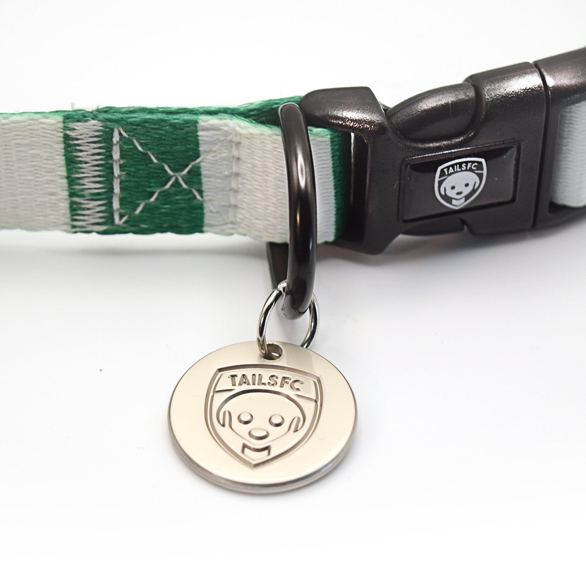 Celtic Dog Collar - Green & White Stripe Football Pet Collar