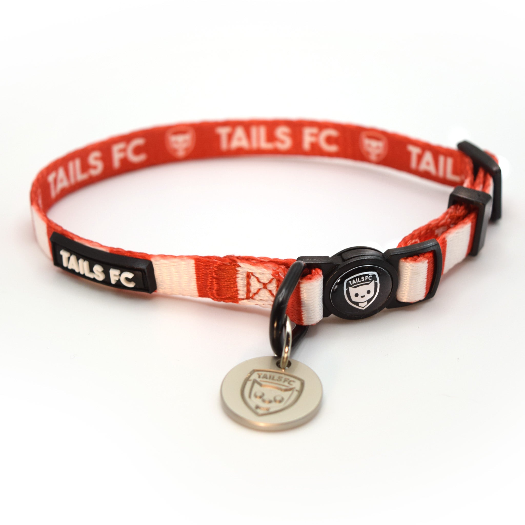 Charlton Cat Collar - Red & White Stripe Football Pet Collar