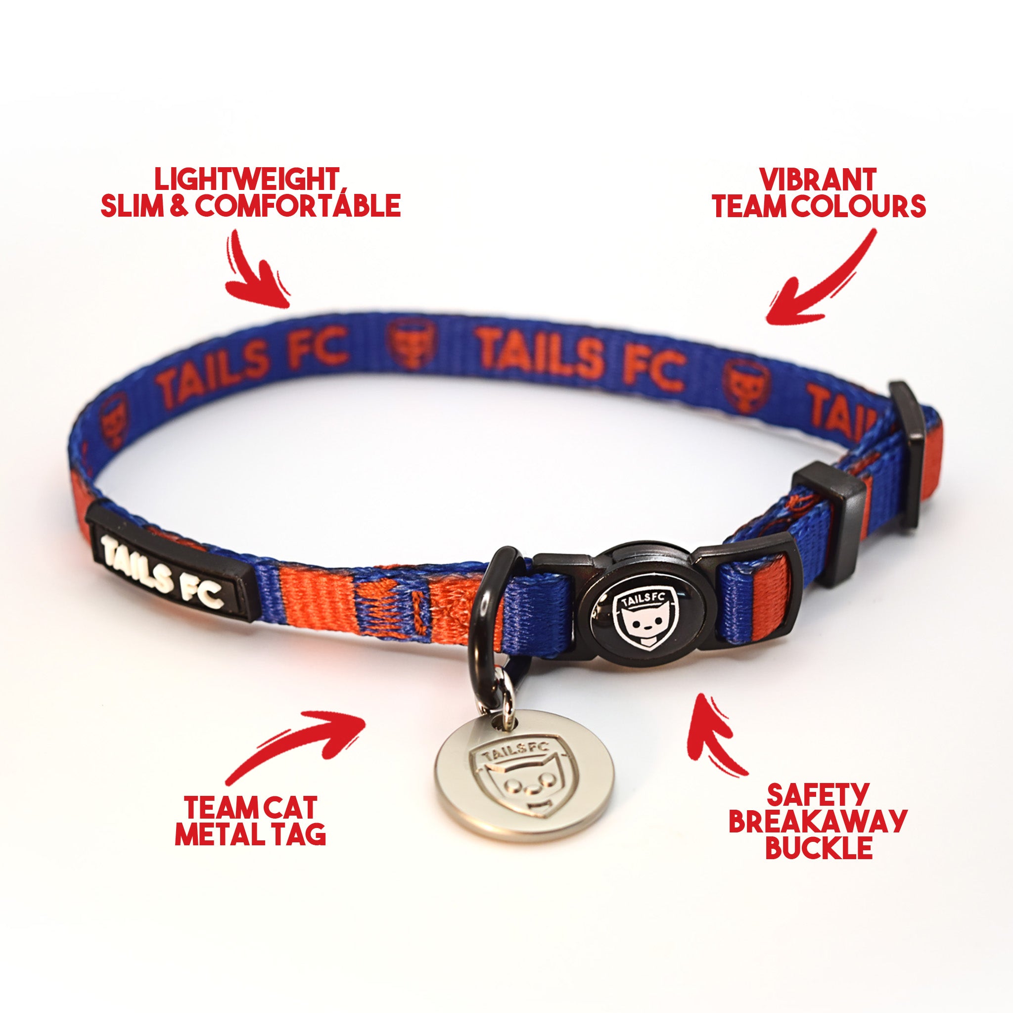 Crystal Palace Cat Collar - Red & Blue Stripe Football Pet Collar