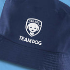 Navy blue bucket hat with 'TAILS FC TEAM DOG' logo on a blue background