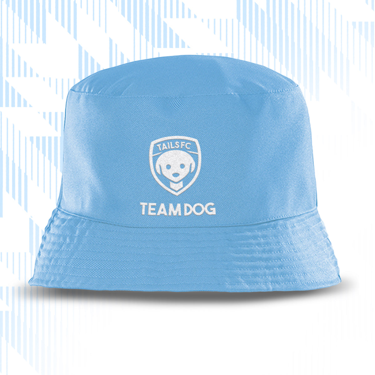 Light blue bucket hat with 'TAILS FC TEAM DOG' logo on a white background