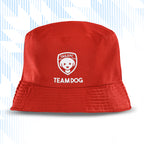Tails FC Red bucket hat with 'TEAM DOG' logo on a white background