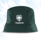 Green bucket hat with 'TAILS FC TEAM DOG' logo on a light blue background