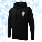 Tails FC Black hoodie with Team Dog logo on a light blue background