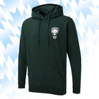 Tails FC Green hoodie with Team Dog logo on a light blue background