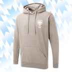 Tails FC Beige hoodie with Team Dog logo on a light blue background