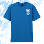 Tails FC Blue t-shirt with 'Team Dog' logo on a light blue background