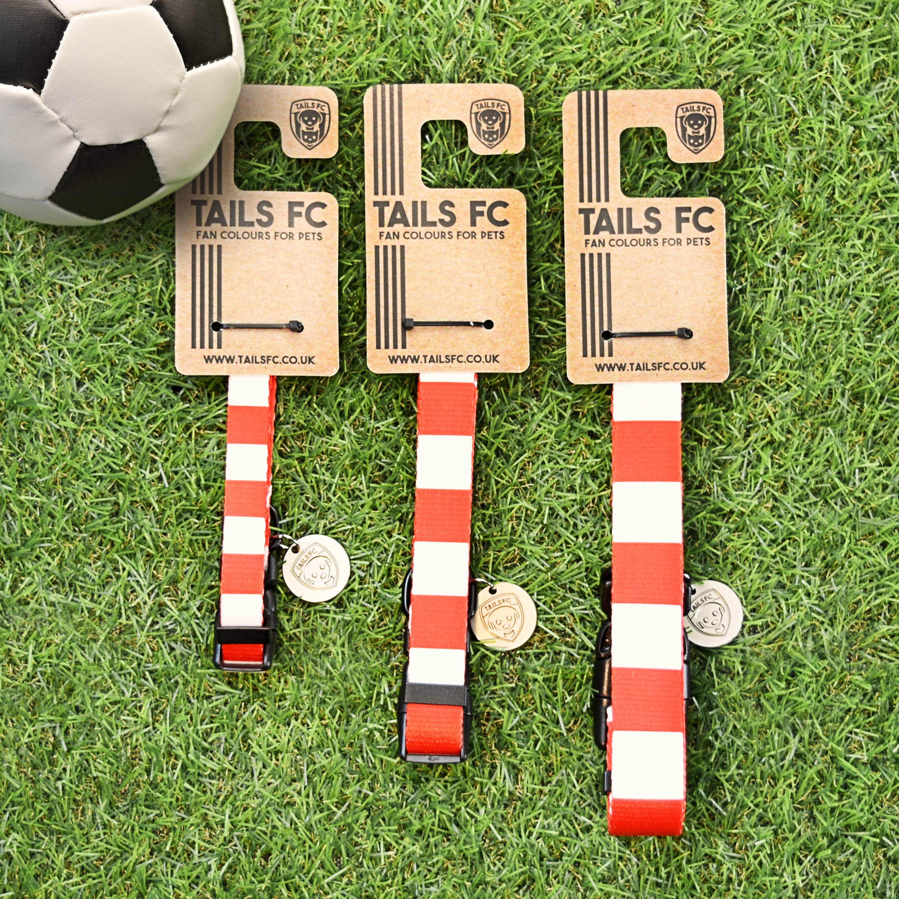 England Dog Collar - White & Red Stripe Football Pet Collar