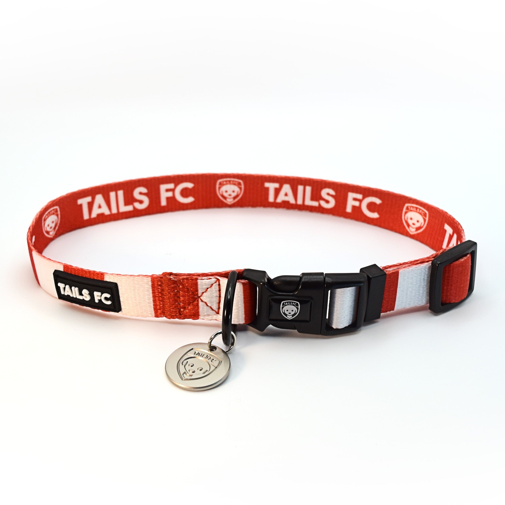 England Dog Collar - White & Red Stripe Football Pet Collar