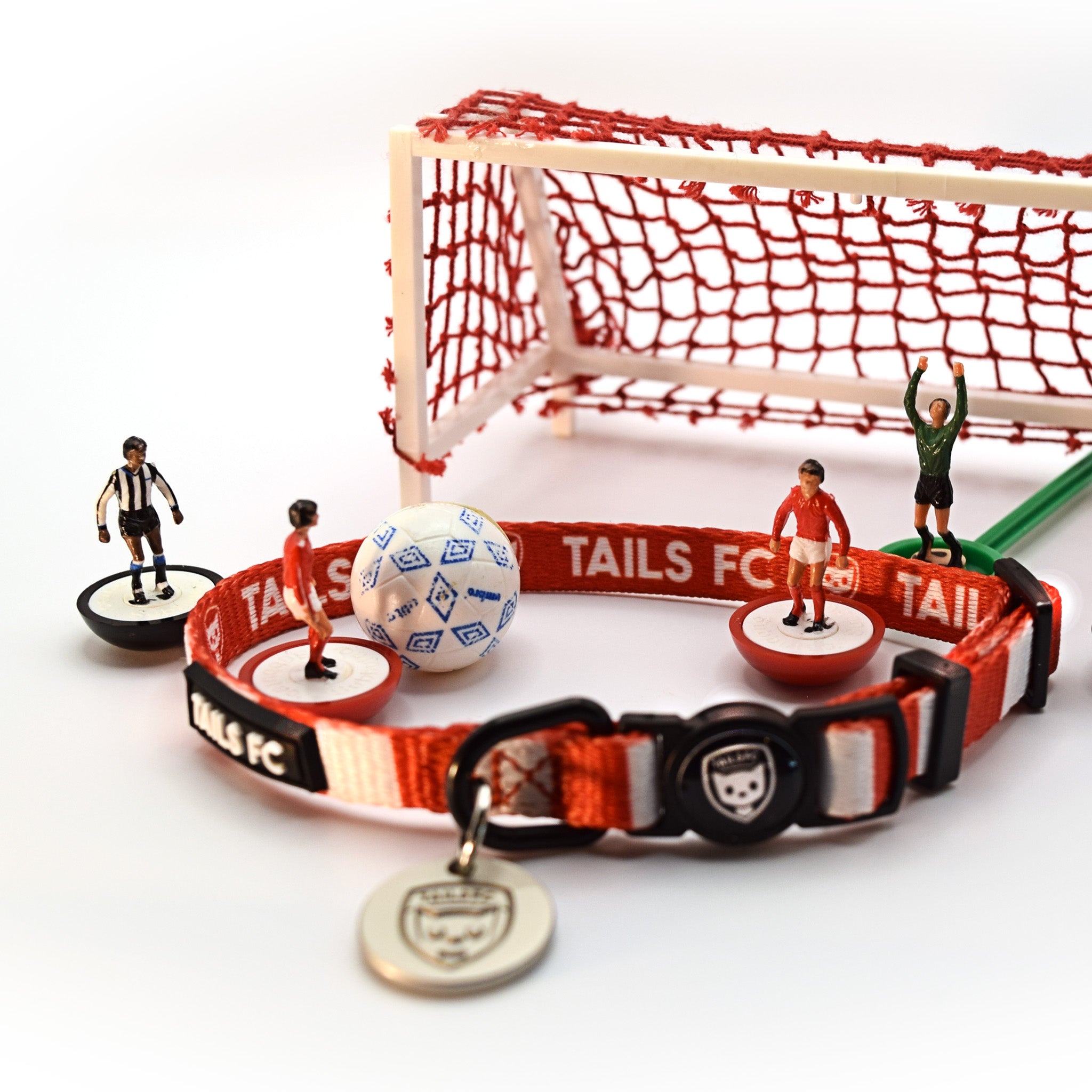 England Cat Collar - White & Red Stripe Football Pet Collar