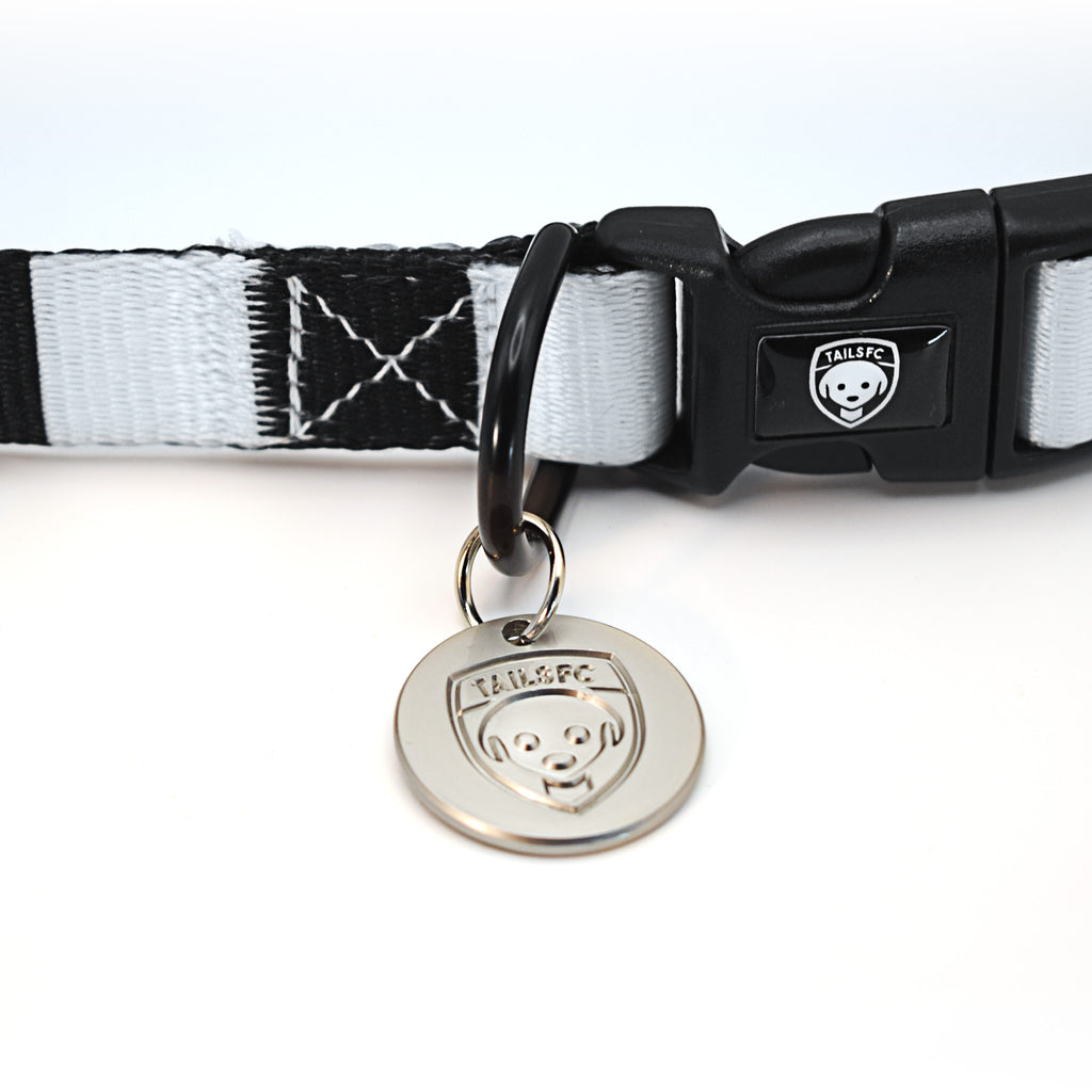 Fulham Dog Collar - Black & White Stripe Football Pet Collar