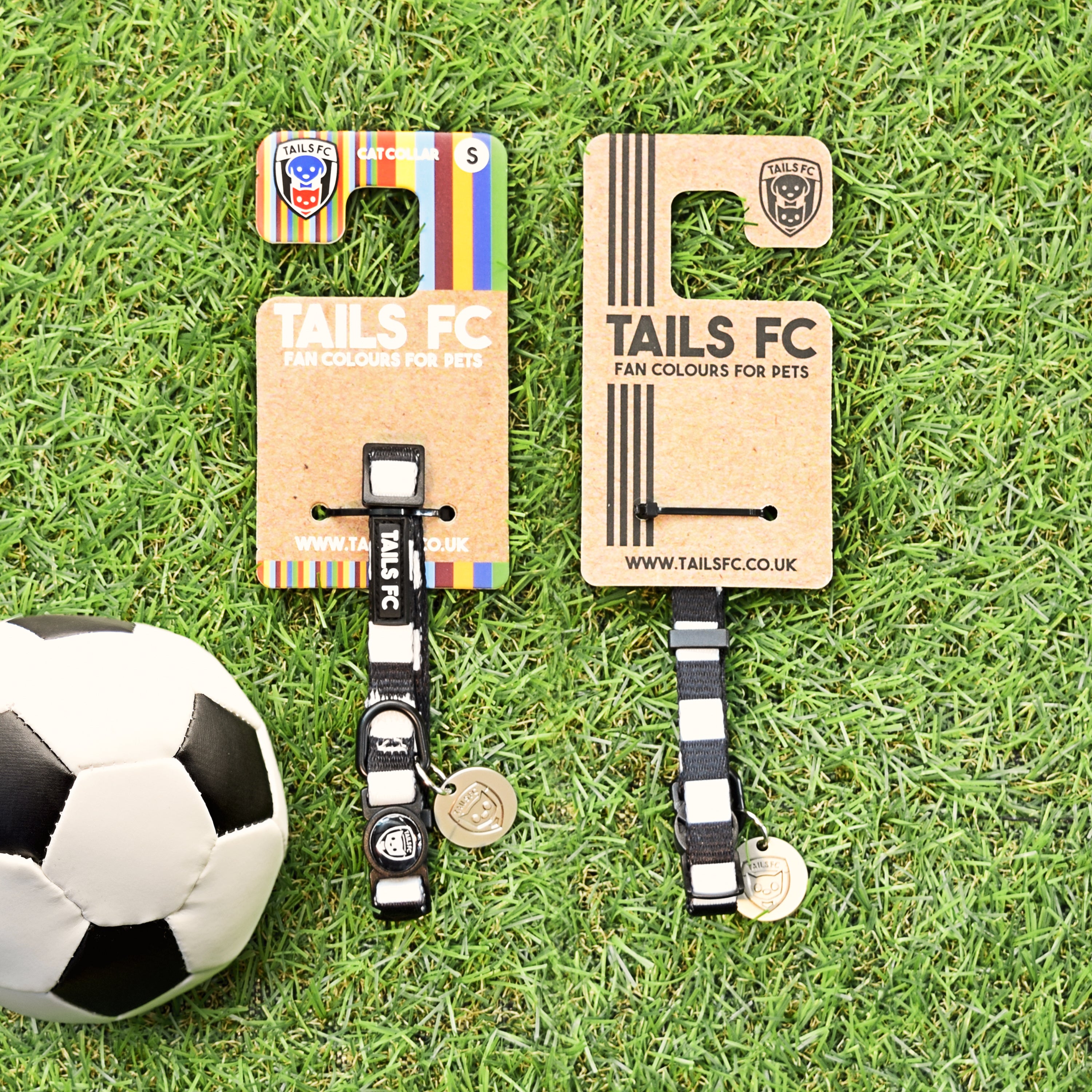 Fulham Cat Collar - Black & White Stripe Football Pet Collar