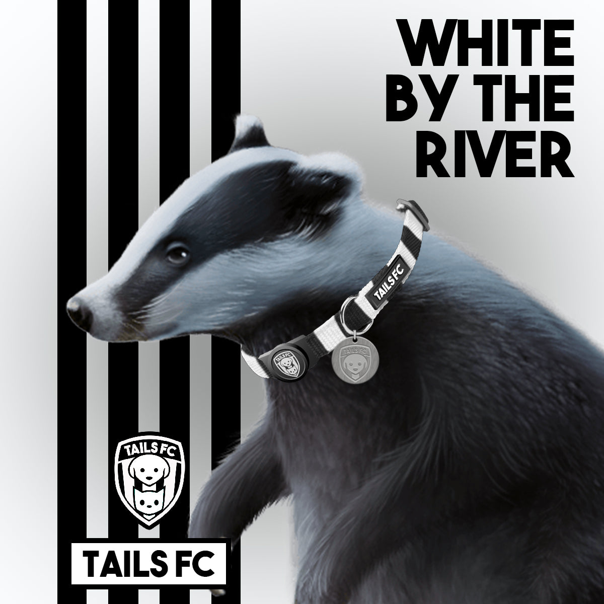 Fulham Cat Collar - Black & White Stripe Football Pet Collar