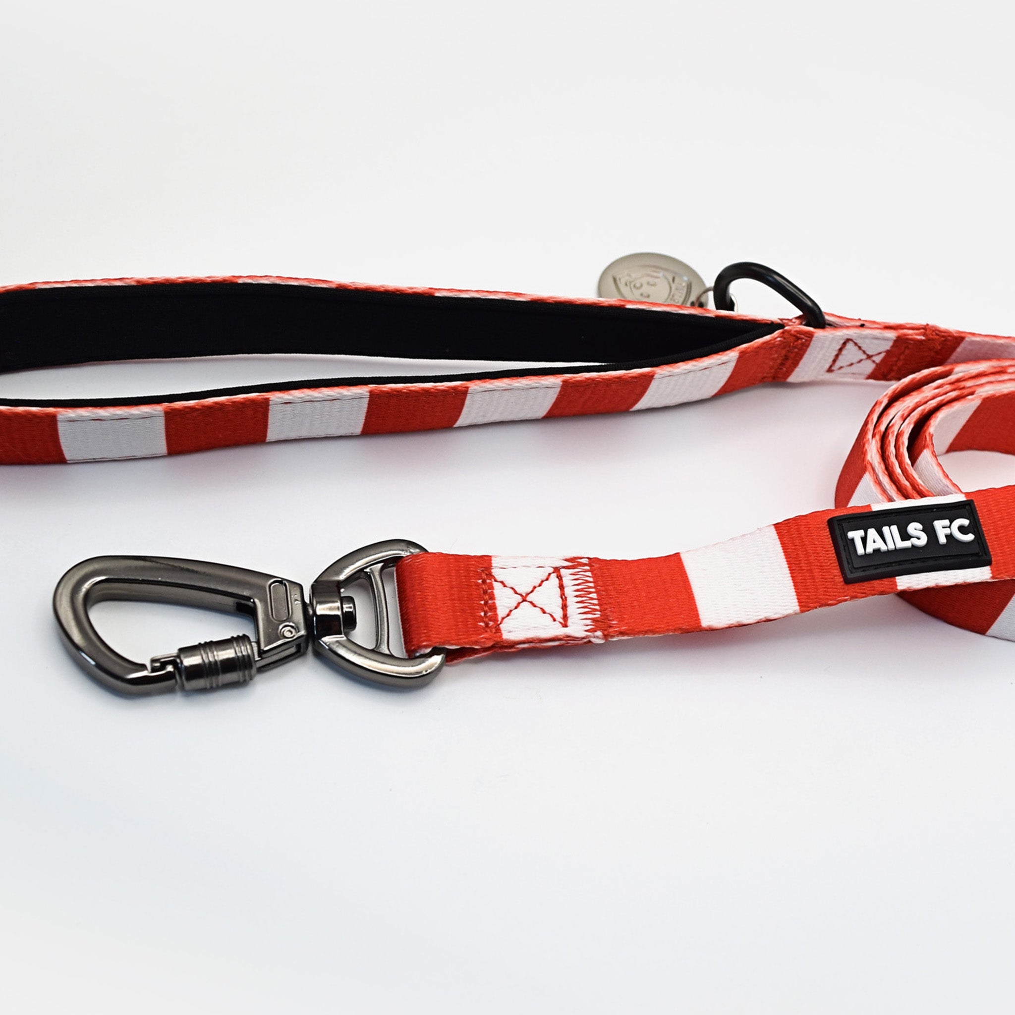Hearts Pet Lead - Red & White Stripe Football Pet Lead