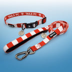 Hearts Dog Set - Red & White Stripe Football Dog Collar and Leash Set