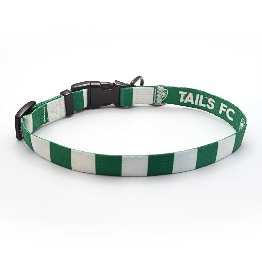 Hibernian Dog Collar - Green & White Stripe Football Pet Collar