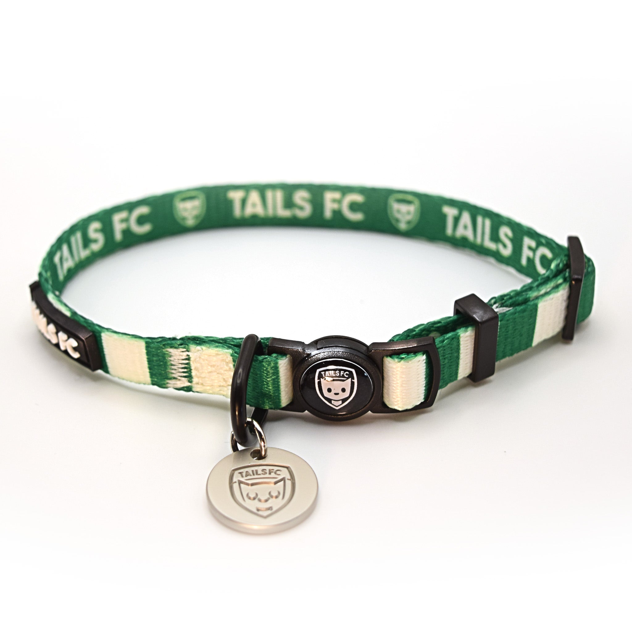 Hibernian Cat Collar - Green & White Stripe Football Pet Collar
