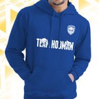 Tails FC Blue hoodie with 'Team Hooman' text and logo on a white background