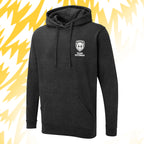 Tails FC Black hoodie with Team Hooman logo on a yellow and white background