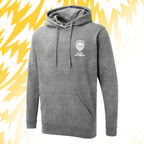 Tails FC Gray hoodie with Team Hooman logo on a yellow and white background