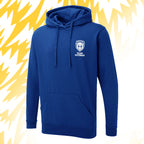 Tails FC Blue hoodie with Team Hooman logo on a yellow and white background