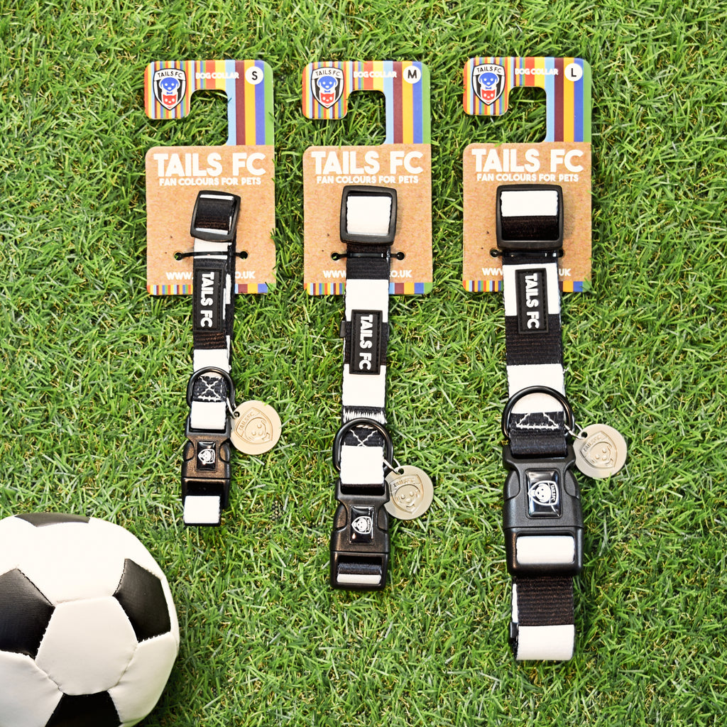 Juventus Dog Collar - White & Black Stripe Football Pet Collar